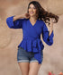 Waterfall Peplum Royal Blue Chiffon Top