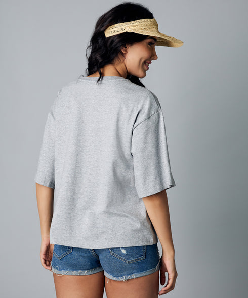 Sorry I'm Late Oversize Gray Tshirt