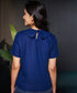 Peterpan Collared Dark Blue Linen Top