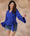 Waterfall Peplum Royal Blue Chiffon Top
