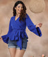 Waterfall Peplum Royal Blue Chiffon Top