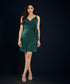 Sensual Green Vneck Mini Dress