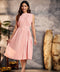 Pleated High Neck Flowy Pink Dress