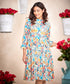 Pleated Long Sleeve Floral Dress