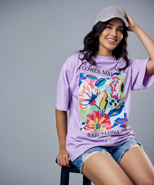 Barcelona Flower Market Printed Tshirt