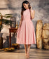 Pleated High Neck Flowy Pink Dress