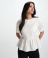 White Cotton Formal Peplum Top