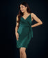 Sensual Green Vneck Mini Dress