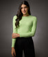 Long Sleeve Round Neck Rib Top- Electric Green