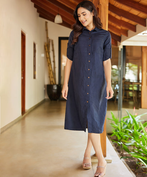 Oversized Linen Shirt Dress