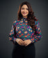 Cuff Detailed Long Sleeve Printed Shirt