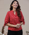 Knot Cuff Floral Printed Red Top