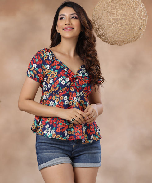 Peplum Embellished Non-Stretch Top