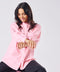 Mandarin Collar Cotton Oversized Shirt- Rose Pink