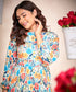 Pleated Long Sleeve Floral Dress