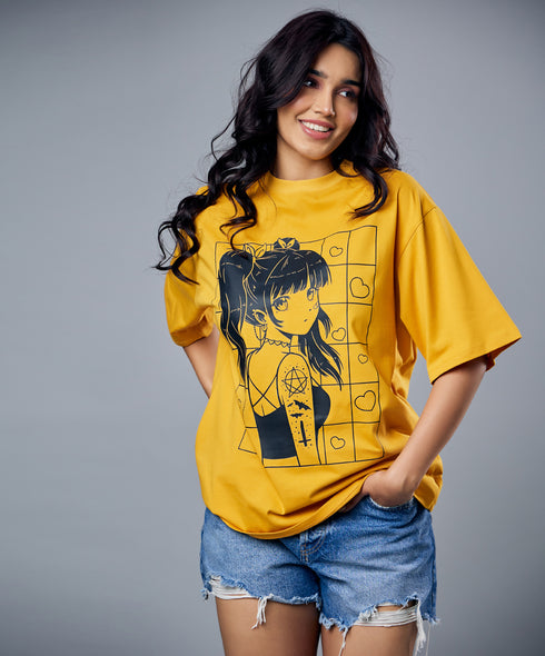 Anime Girl Printed Oversized Tshirt