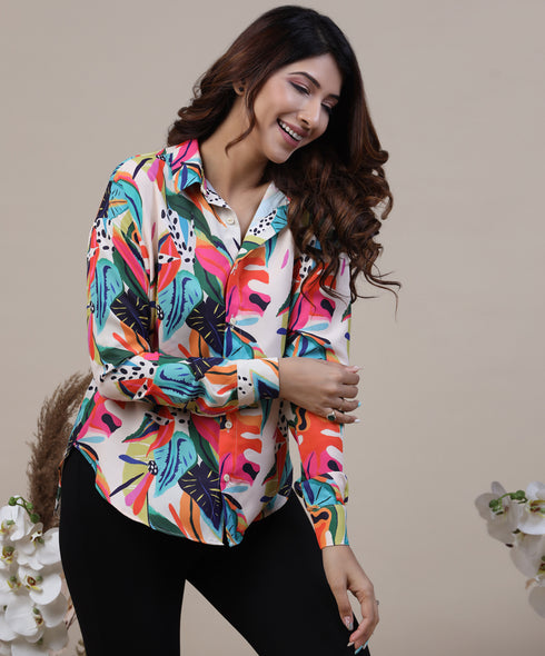 Multi Colour Printed Oversized Shirt