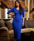 Royal Blue Bodycon Sleeve Detailed Dress