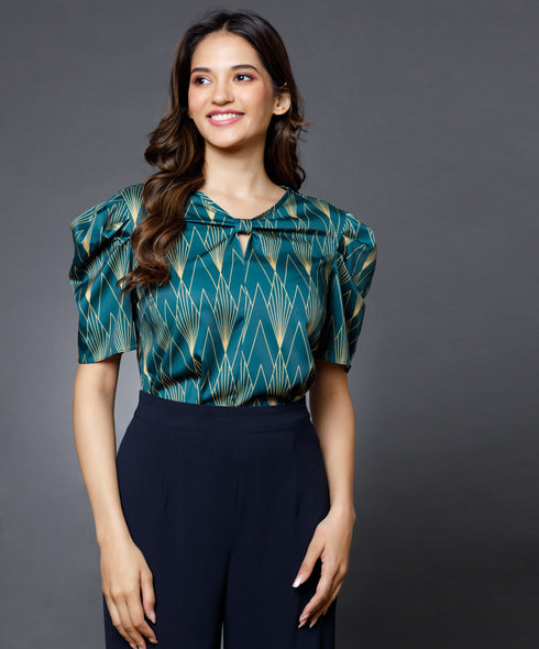 Chiffon Printed Vneck Top