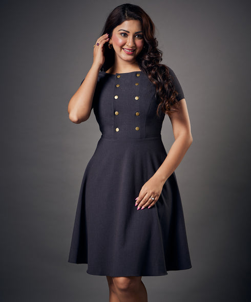 Shank Attached Grey Mini Dress