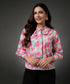 Satin Printed Floral Tie Neck Shirt