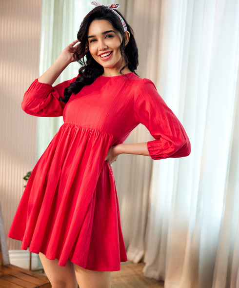 Candice Two Way Red Cotton Dress