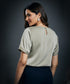 Short Sleeve Satin Solid Top-Grey