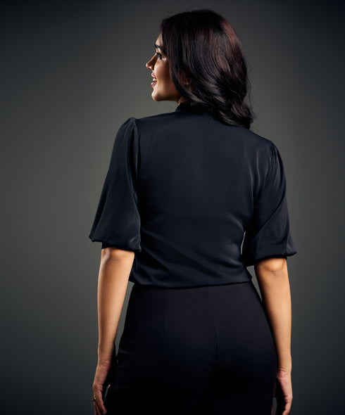 Front Buttoned Frill Chiffon Top