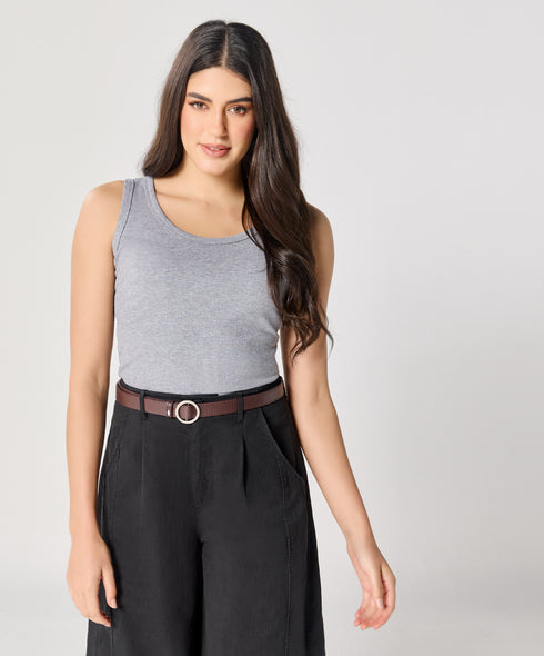 Light Grey Rib Cami Top