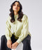 Mandarin Collar Cotton Oversized Shirt- Cream Green