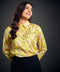 Printed Long Sleeve Yellow Satin Shirt