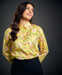 Printed Long Sleeve Yellow Satin Shirt
