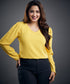 Vneck Long Sleeve Chiffon Yellow Top