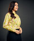 Printed Long Sleeve Yellow Satin Shirt