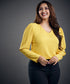 Vneck Long Sleeve Chiffon Yellow Top