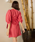 Belt Detailed Puffed Sleeve Linen Dress