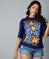 Floral Print Oversize Navy Tshirt