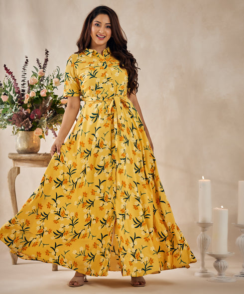 Floral Yellow Maxi Dress