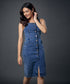 Front Buttoned Pinafore Denim Dress