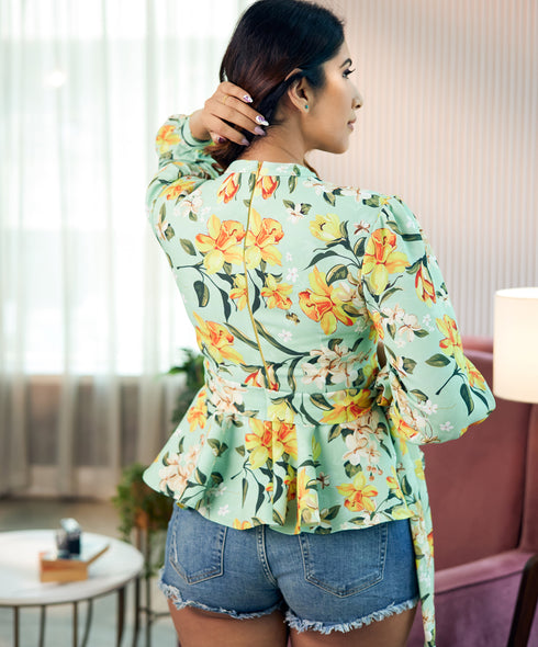 Floral Printed Peplum Top