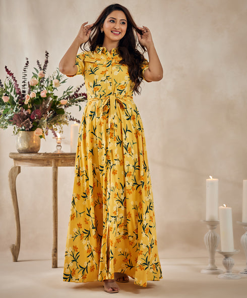 Floral Yellow Maxi Dress