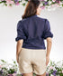 Embroidered Cotton Casual Blue Top