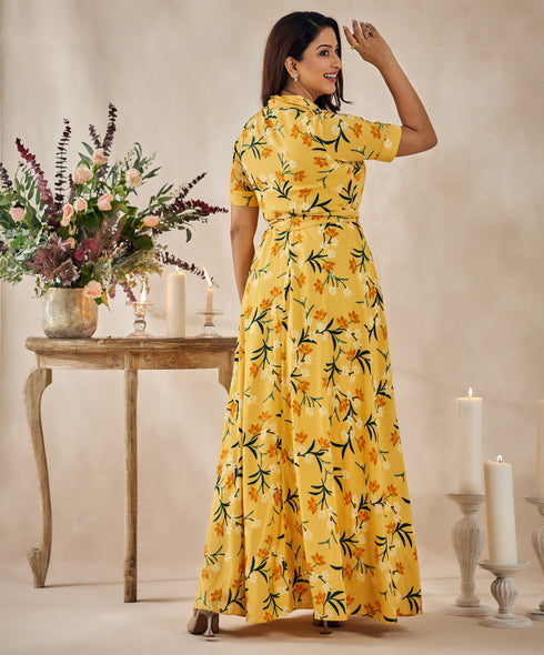 Floral Yellow Maxi Dress
