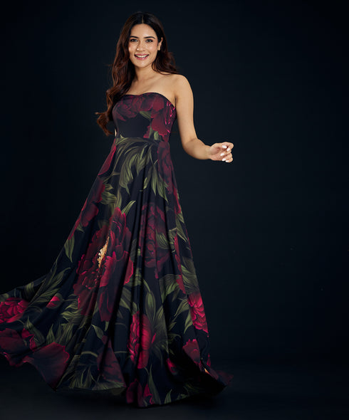 Printed Tube Maxi Dress