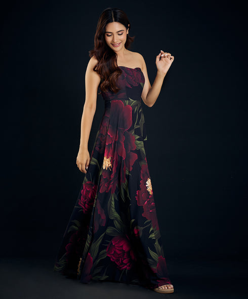 Printed Tube Maxi Dress