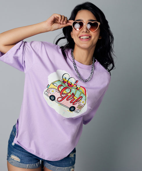 Oversize Purple 90's Girl Tshirt