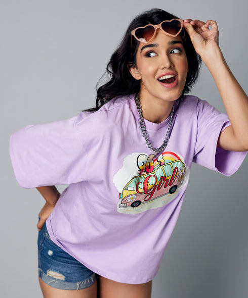 Oversize Purple 90's Girl Tshirt