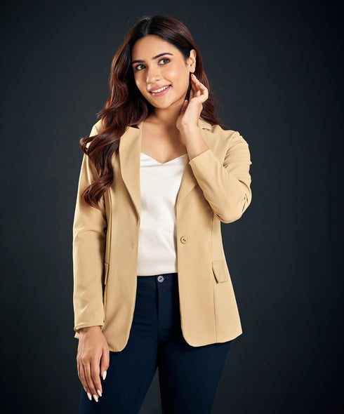 Long Sleeve Beige Blazer