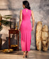Sleeveless High Neck Pink Maxi Dress