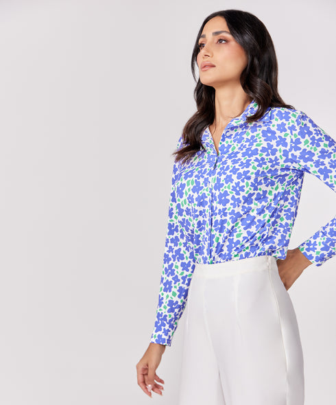 Chiffon Printed Long Sleeve Shirt Top